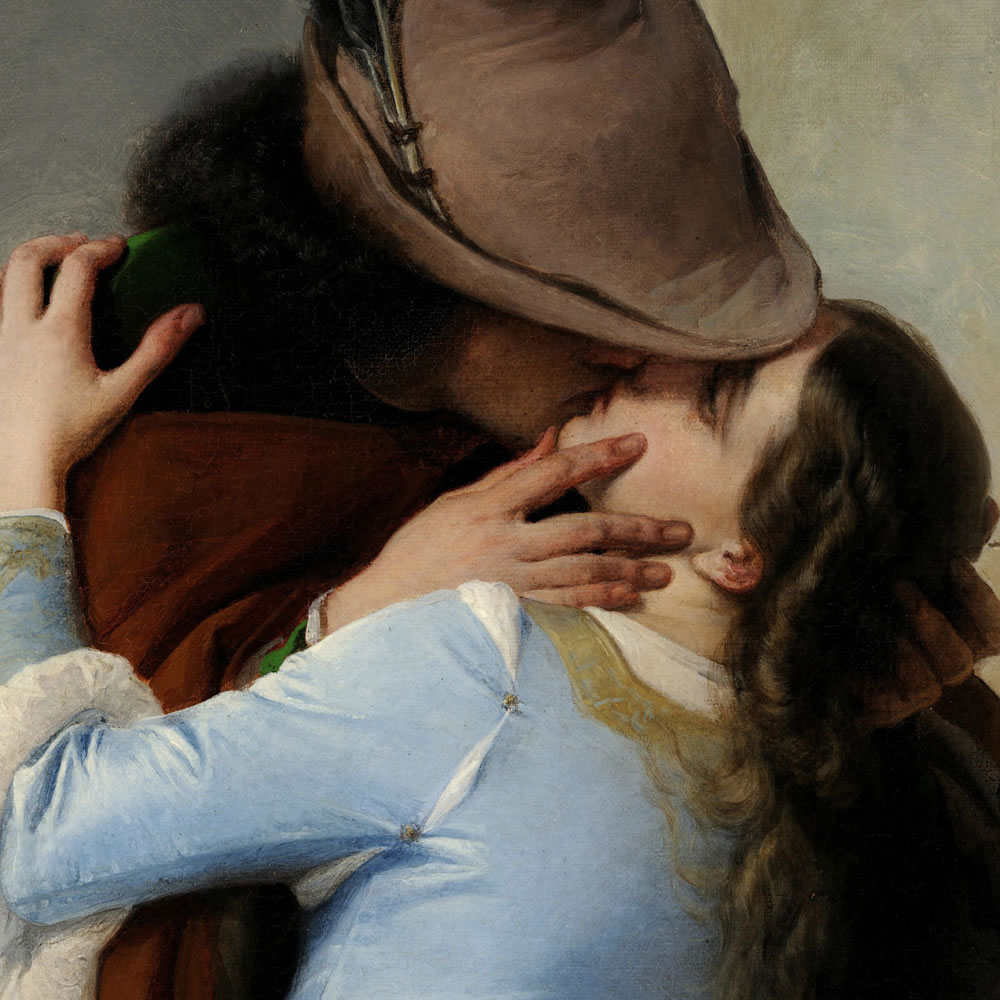 Detail van het schilderij Il bacio van de Italiaanse schilder Francesco Hayez