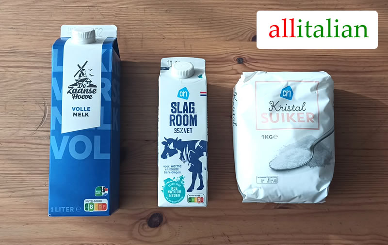 Milk, cream and sugar are the basic ingredients to make ice cream at home - Alle Italiaanse