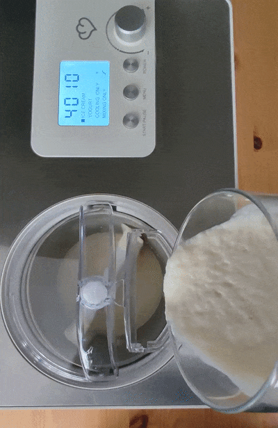 Pour the mixture into the ice cream maker