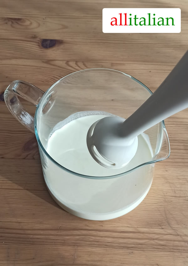 Immersion blender to mix all ingredients of the ice cream mixture - All Italian