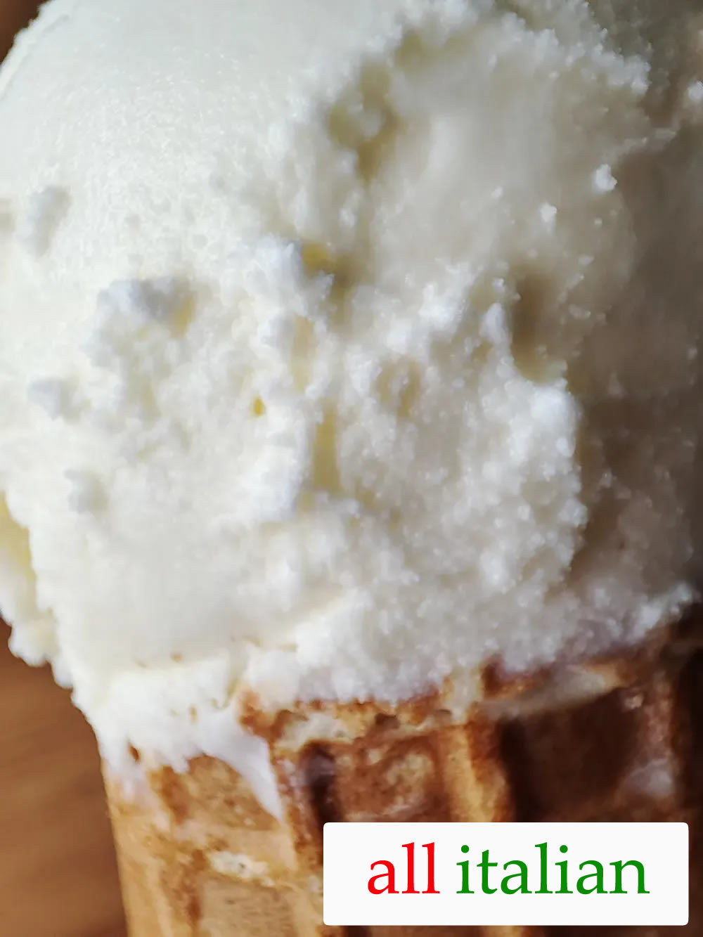 A close-up view of our Italian fiordilatte ice cream