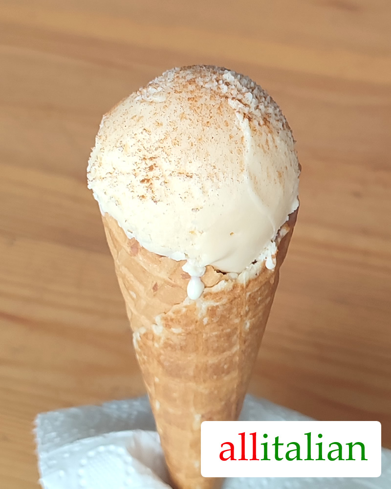 Homemade cinnamon ice cream on an ice cream cone