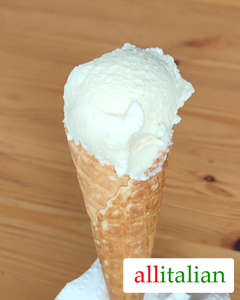 Homemade yogurt ice cream on an ice cream cone