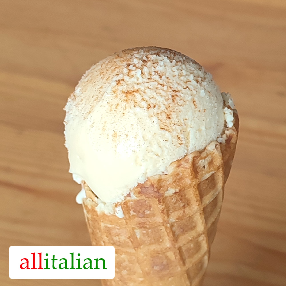A homemade cinnamon ice cream cone
