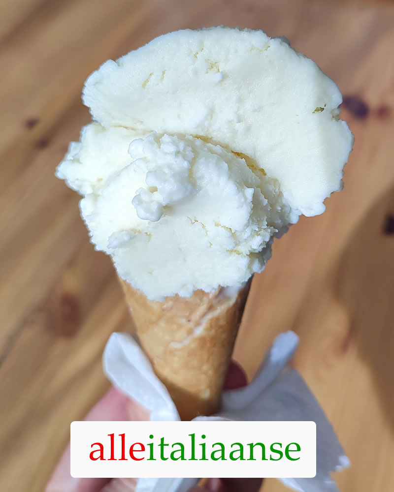 Homemade Italian pear ice cream gelato