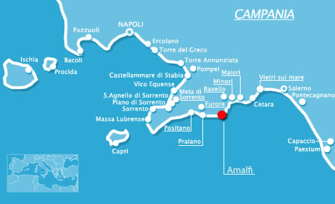 Amalfi kust kaart