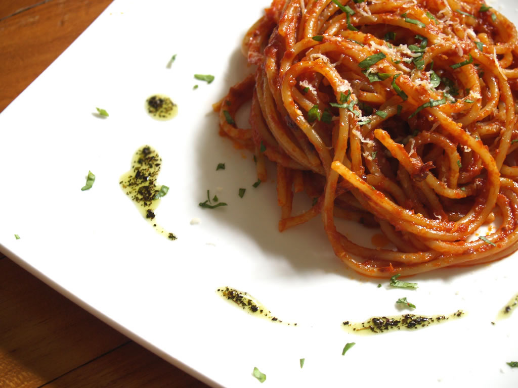 Een bord spaghetti all'Arrabbiata