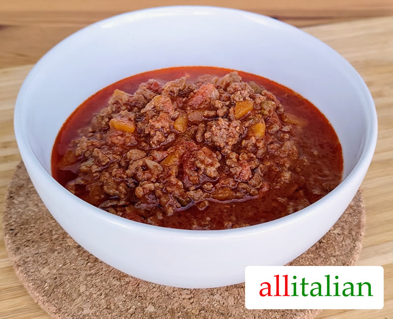 Bolognese sauce ready in a bowl