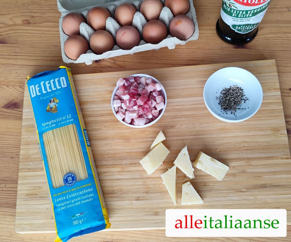 De ingrediënten van Pasta alla Carbonara