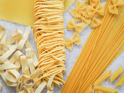 Italian pasta type and shapes