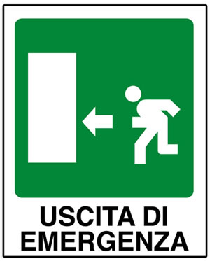Nooduitgang bordje in het Italiaans